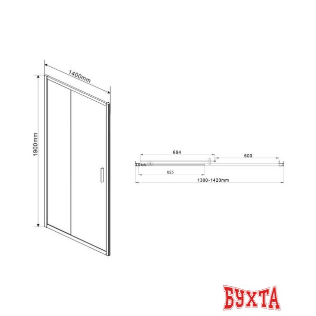 Душевая дверь Vincea Garda VDS-1G140CLB (черный/прозрачное) 5