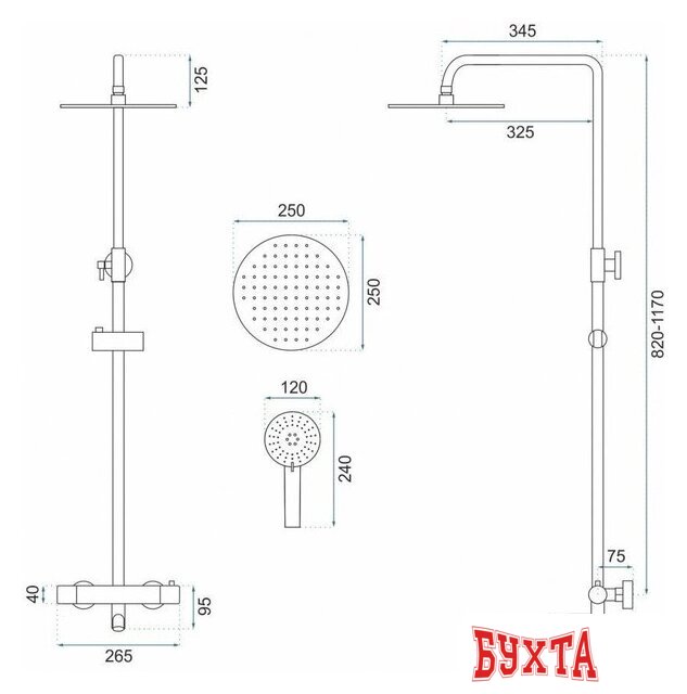 Душевая система Rea Lungo REA-P4114 (золотой) 4