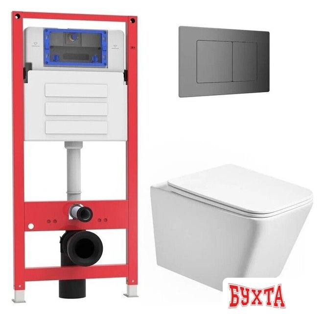 Унитаз подвесной Oliveeka OL-MQ-003 + OL-5014 + OL-E12-BGM (матовый оружейный металл) 1