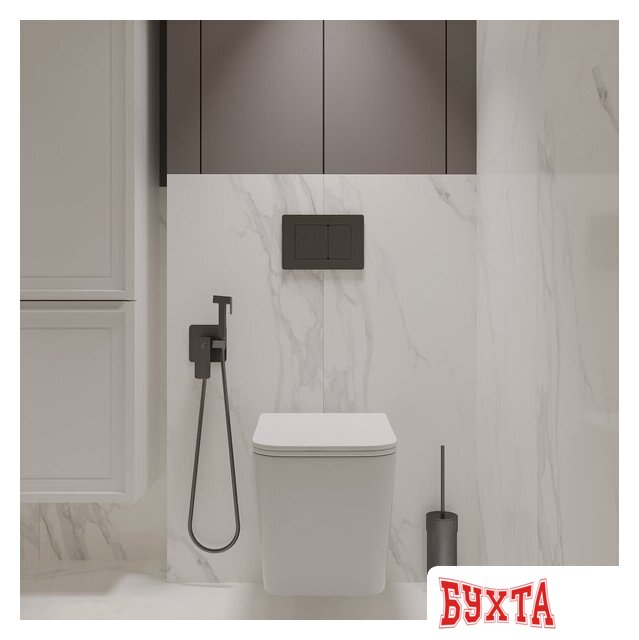 Унитаз подвесной Oliveeka OL-MQ-003 + OL-5014 + OL-E12-BGM (матовый оружейный металл) 3