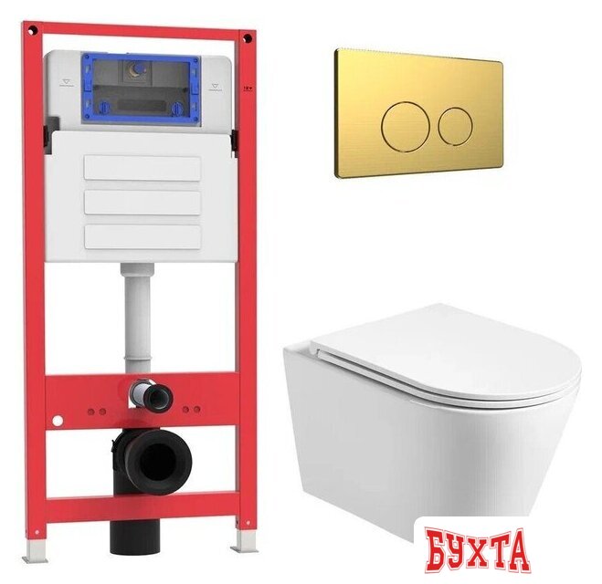 Унитаз подвесной Oliveeka OL-MQ-003 + OL-6016 + OL-R22-BG (матовое золото) 1