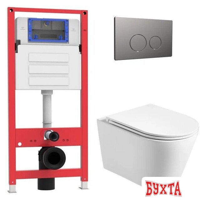 Унитаз подвесной Oliveeka OL-MQ-003 + OL-6016 + OL-R22-BGM (матовый оружейный металл) 1
