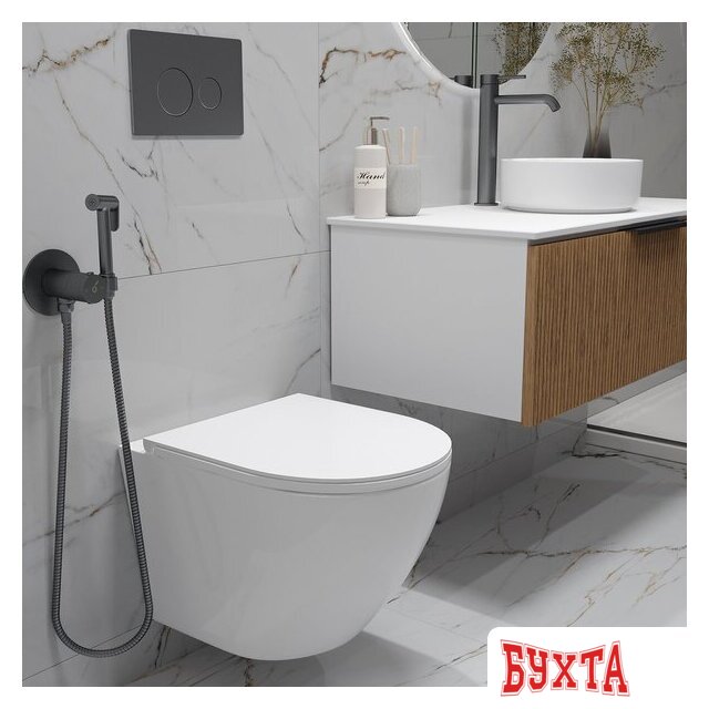 Унитаз подвесной Oliveeka OL-MQ-003 + OL-6016 + OL-R22-BGM (матовый оружейный металл) 4