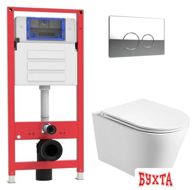 Унитаз подвесной Oliveeka OL-MQ-003 + OL-6016 + OL-R22-CR (хром) 1