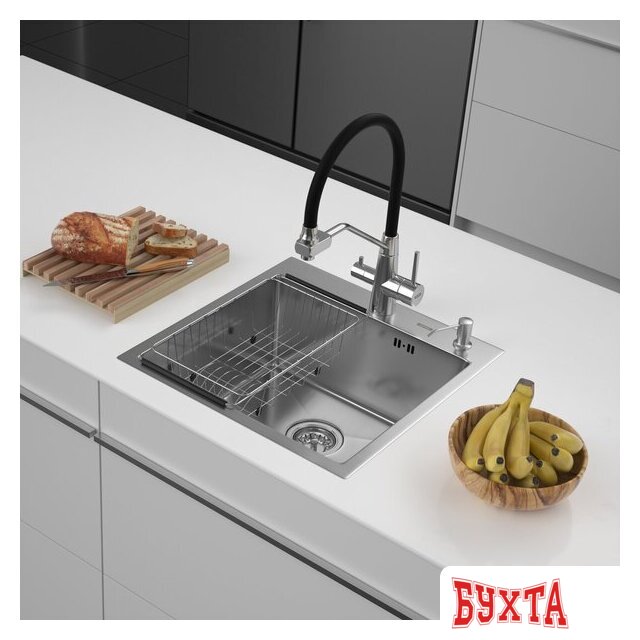 Кухонная мойка ARFEKA ECO AR мойка 500*500, коландер F, дозатор SATIN 1