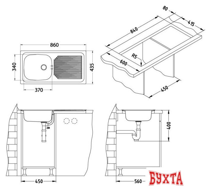 Кухонная мойка Alveus Basic 60 4