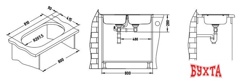 Кухонная мойка Alveus Form 50 Leinen 4