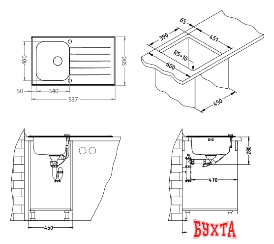 Кухонная мойка Alveus Glassix 10 White [1099462] 2
