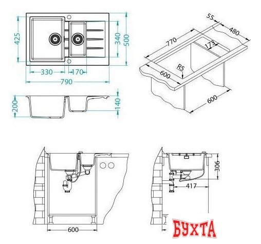 Кухонная мойка Alveus Cadit 70 (терра G52) 3