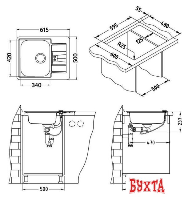 Кухонная мойка Alveus Line Maxim 60 1089613 3