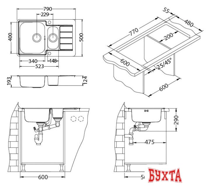 Кухонная мойка Alveus Line Maxim 70 3