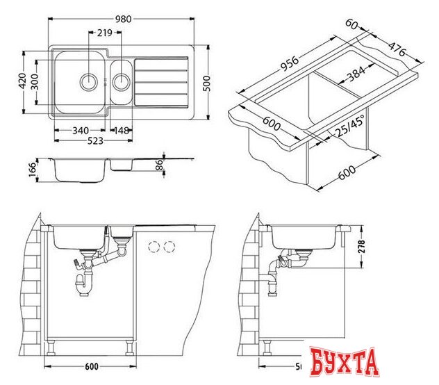 Кухонная мойка Alveus Monarch Line 10 (бронзовый) 2