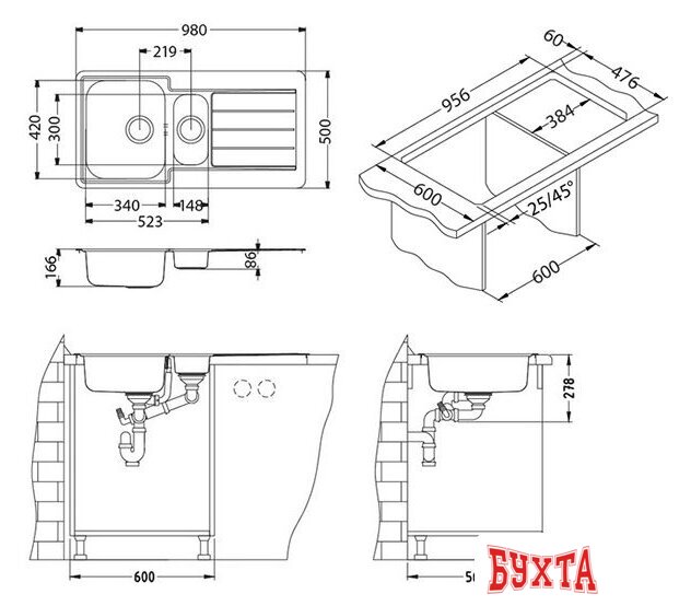 Кухонная мойка Alveus Monarch Line 10 (золотистый) 2