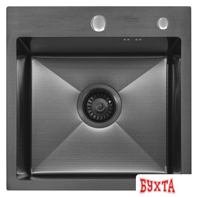 Кухонная мойка ARFEKA ECO AR 450*450 BLACK PVD NANO DECOR (настольная) 2