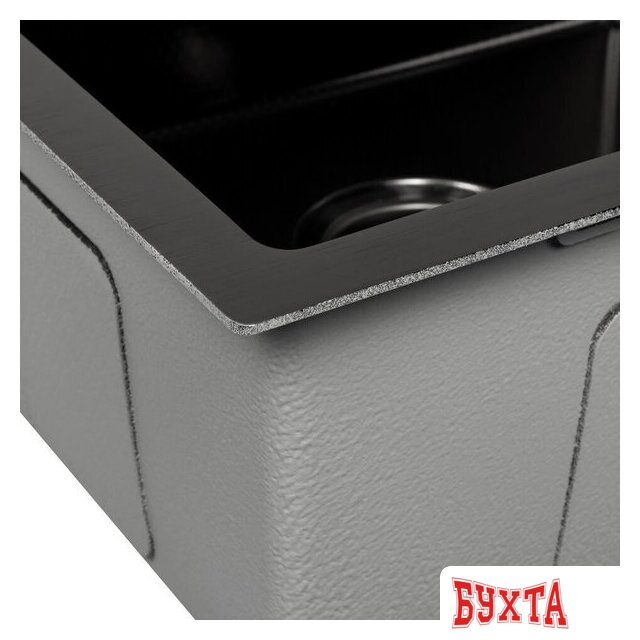 Кухонная мойка ARFEKA ECO AR 450*450 BLACK PVD NANO DECOR MILLET GRAINS (настольная) 4