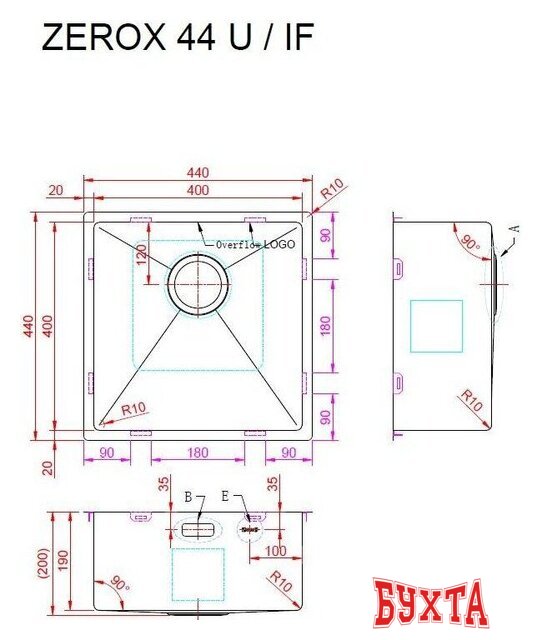Кухонная мойка ZorG Zerox 44 U / IF Steel 4