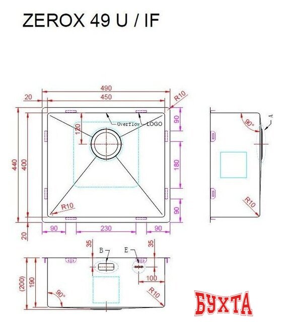 Кухонная мойка ZorG Zerox 49 U / IF Steel 4