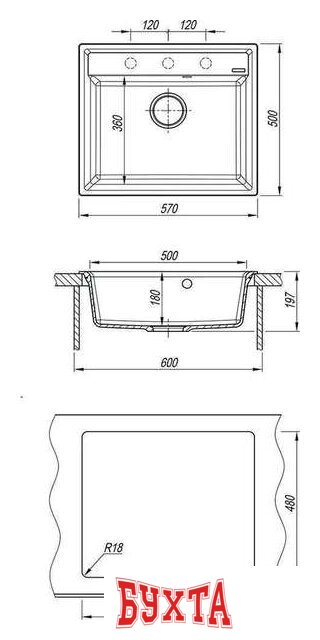 Кухонная мойка Lemark Hanka 9910015 (серый) 3