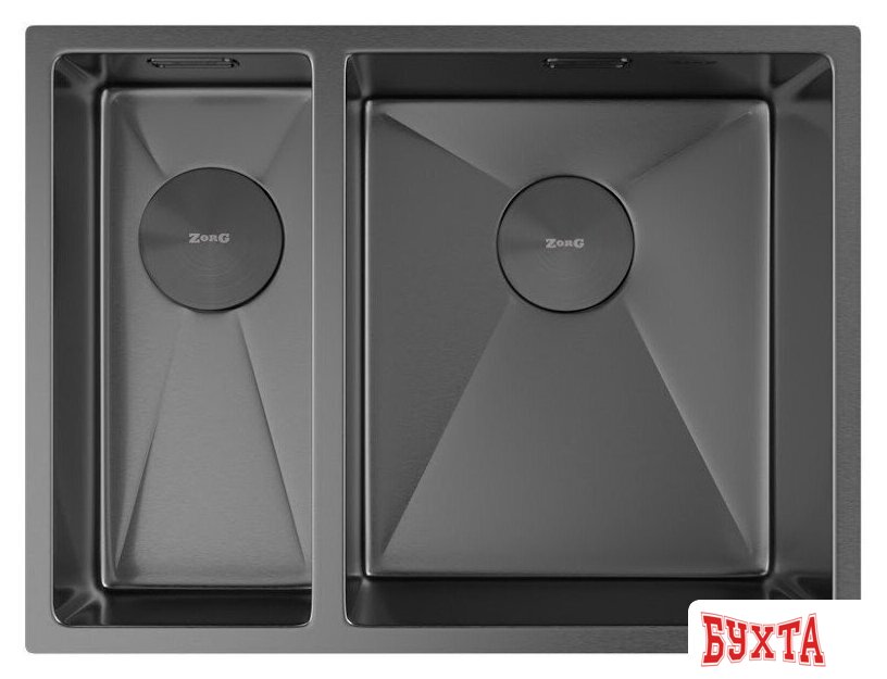 Кухонная мойка ZorG Zerox 58-2 U / IF-L PVD Gunblack 3