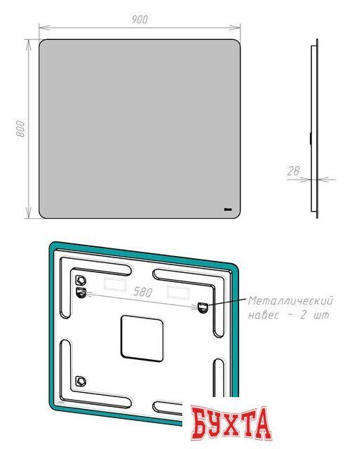 Мебель для ванных комнат Lemark Зеркало Ecos 90x80 LM90Z 3