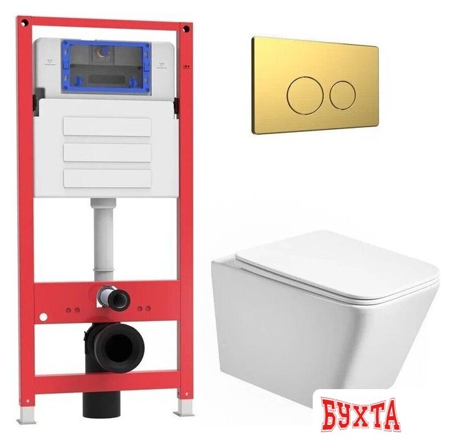 Унитаз подвесной Oliveeka OL-MQ-003 + OL-5014 + OL-R22-BG (матовое золото) 1