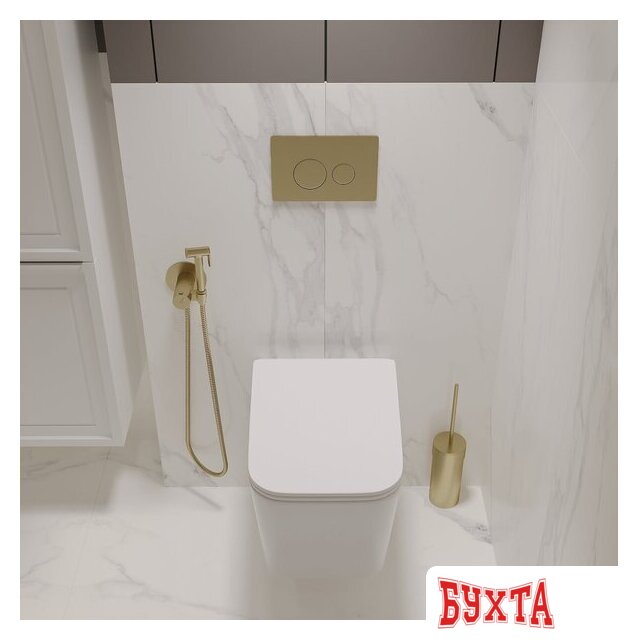 Унитаз подвесной Oliveeka OL-MQ-003 + OL-5014 + OL-R22-BG (матовое золото) 3