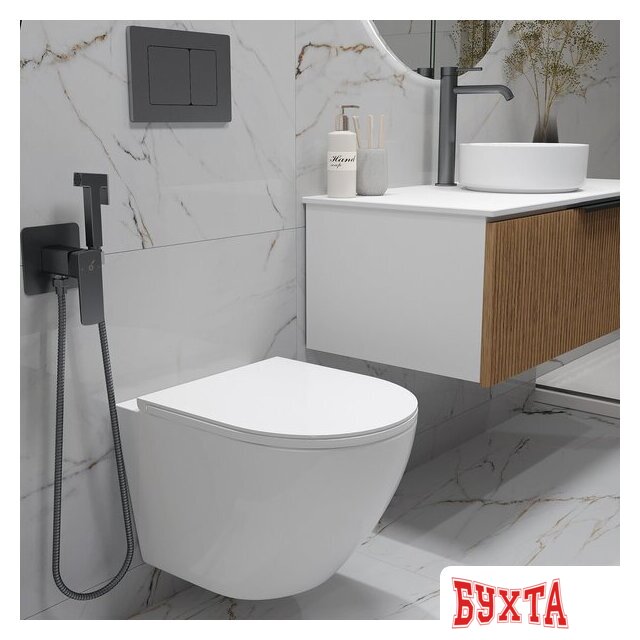 Унитаз подвесной Oliveeka OL-MQ-003 + OL-6016 + OL-E12-BGM (матовый оружейный металл) 4