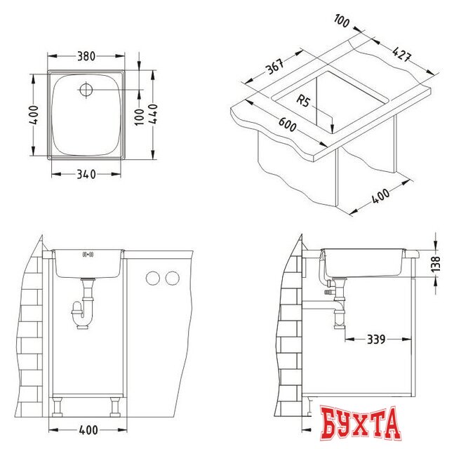 Кухонная мойка Alveus Basic 10 Satin-90 3