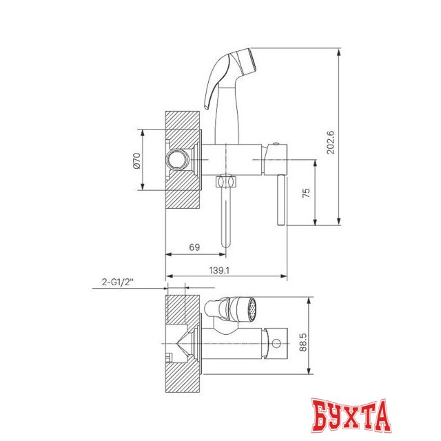 Гигиенический душ Milardo Tidy 001WTR0M08 2