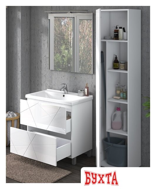 Мебель для ванных комнат Vigo Шкаф-пенал Geometry 450 4