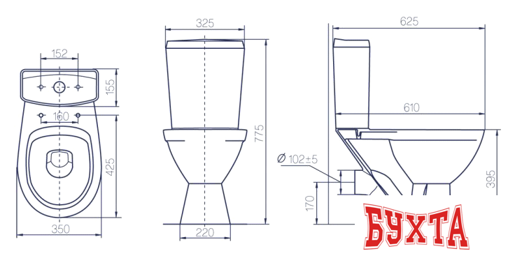 Унитаз напольный Rosa Соло (белый) 4