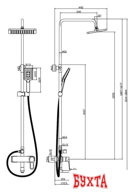 Душевая система Rossinka Silvermix RS46-46 5