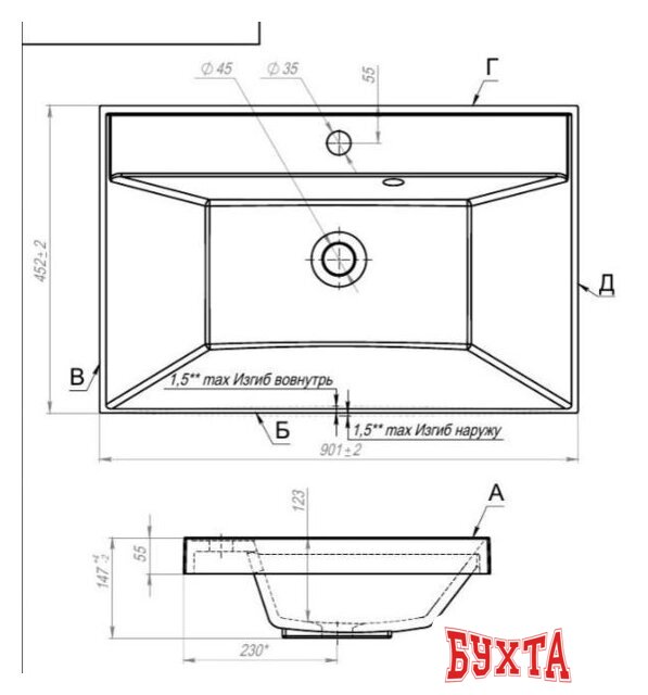 Мебель для ванных комнат Vela Тумба под умывальник Vela Бриз 90Н под Classica TU270571 3