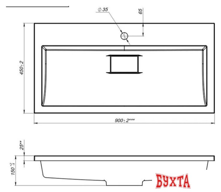 Мебель для ванных комнат Vela Тумба под умывальник Vela Вектор 90Н под Absolute TU49077 3