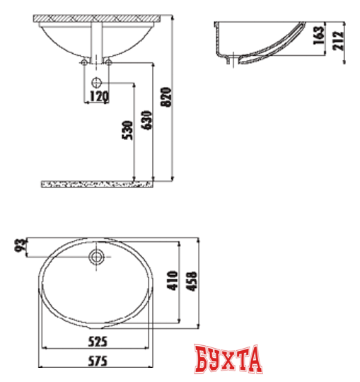 Умывальник Creavit TP 52x40 TP205-00CB00E-0000 2