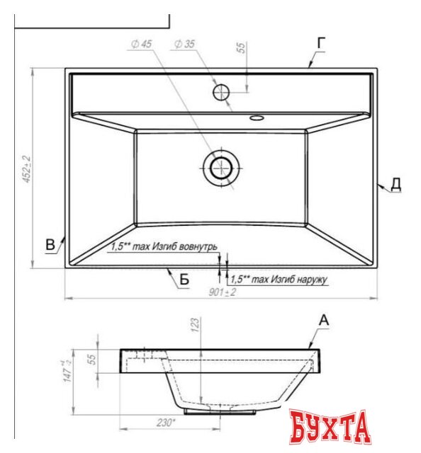 Мебель для ванных комнат Vela Тумба под умывальник Vela Мира 90П под Classica TU27106 5