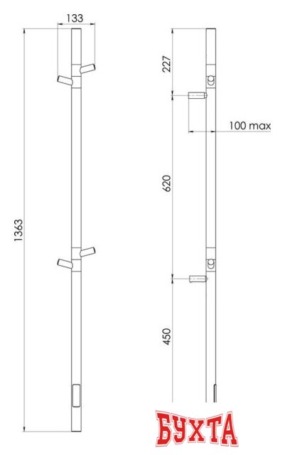 Полотенцесушитель Vincea VTD-1DGE 5