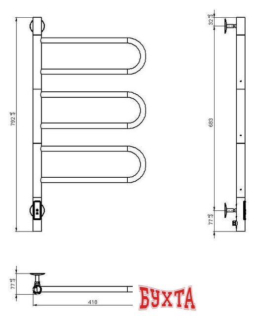Полотенцесушитель Vincea VTD-1R2CBE 4