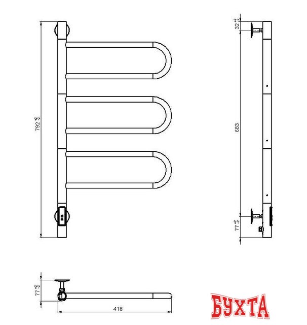 Полотенцесушитель Vincea VTD-1R2CE 5