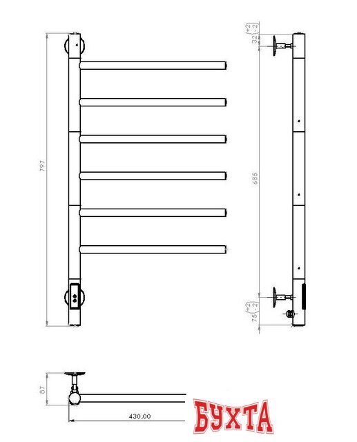 Полотенцесушитель Vincea VTD-1S1CE 5