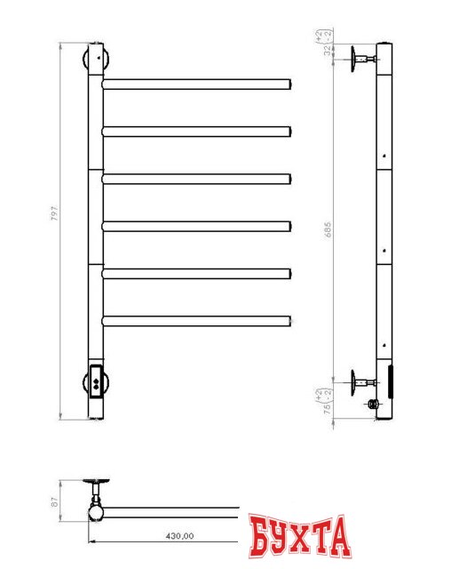 Полотенцесушитель Vincea VTD-1S2CE 5