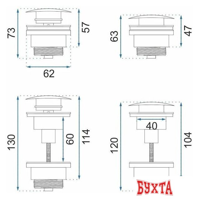 Донный клапан Rea Klik-Klak REA-A2360 (золотой) 4