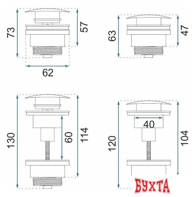 Донный клапан Rea Klik-Klak REA-A8585 (матовое золото) 3