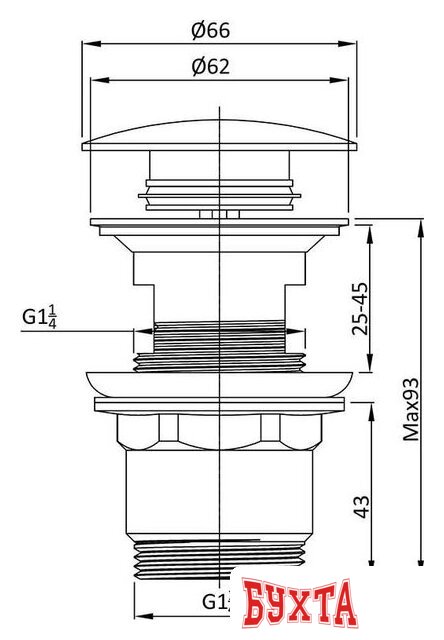 Донный клапан Vincea DPU-1B01GM 2