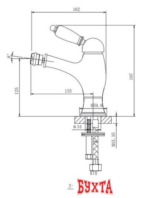 Смеситель Caprigo Adria Uno 02-533-crm (хром) 2