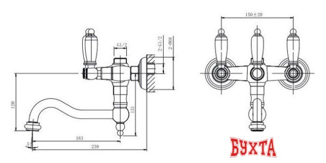 Смеситель Caprigo Adria Classik 03-518-crm (хром) 2
