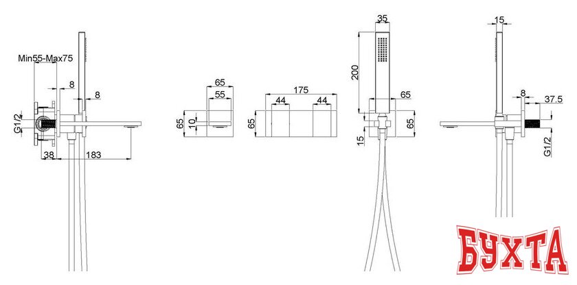Смеситель Vincea VBTW-6D1BN 4