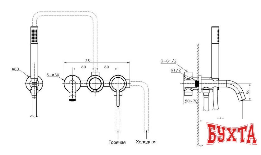 Смеситель Vincea VTFW-1VL1BN 4