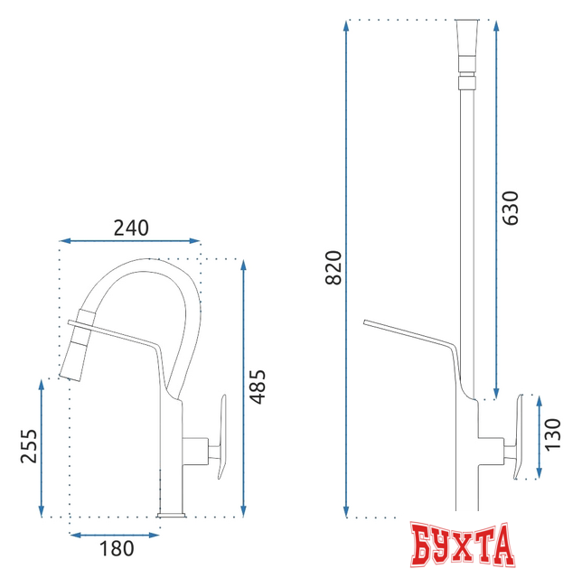 Смеситель Rea Castor REA-B6935 (черный матовый) 3