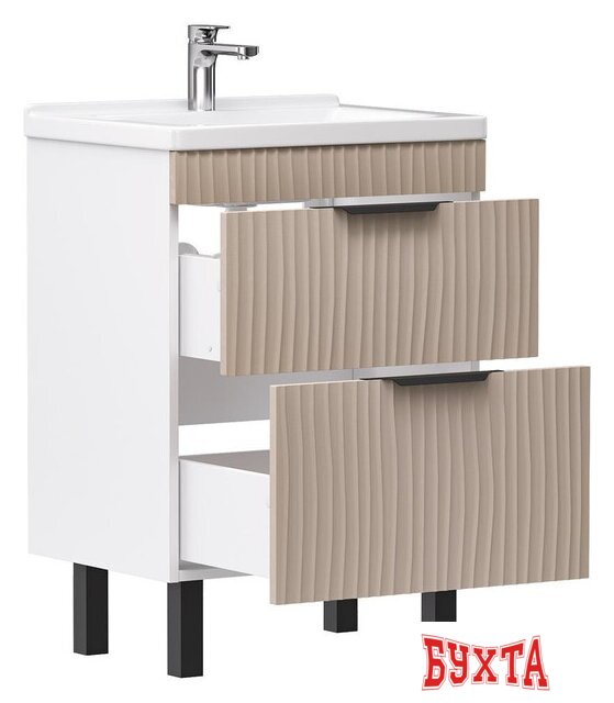 Мебель для ванных комнат Volna Тумба под умывальник Lotty 60.2Y Миранда (латте, напольная) 2